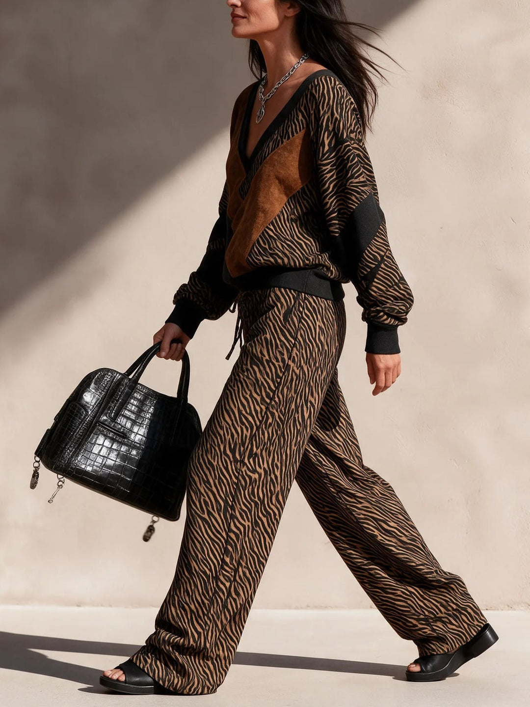 Jorie - Ensemble coordonné imprimé animalier au toucher doux