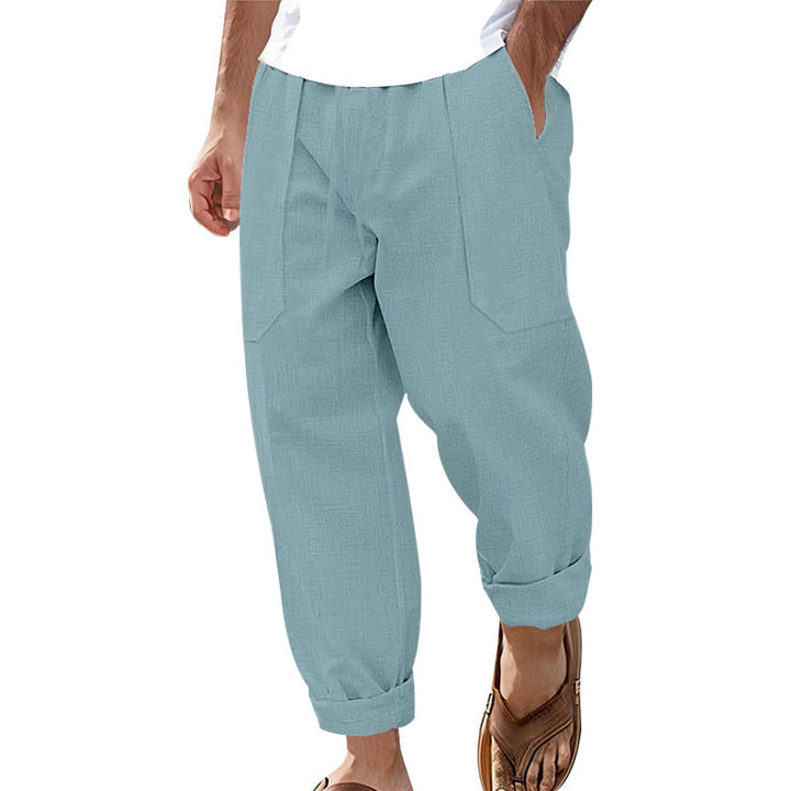 Halston - Pantalon en lin coupe décontractée