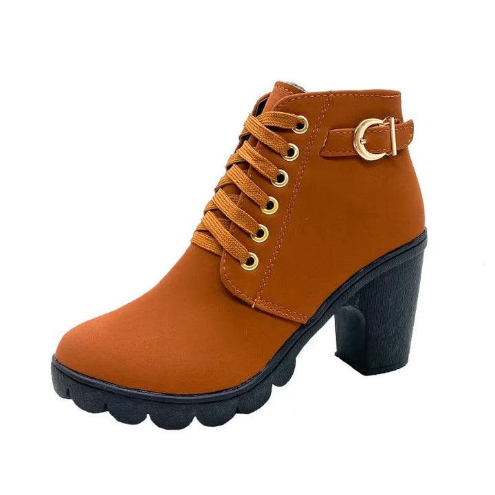 Mara - Bottes à talon bloc doublées en peluche