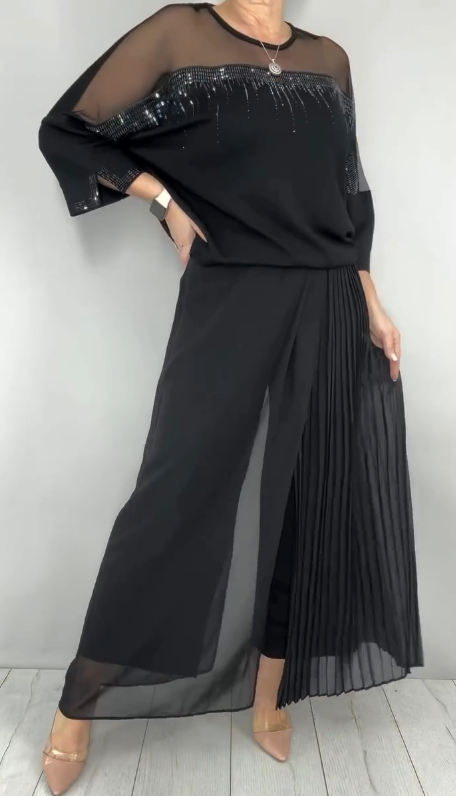 Caia - Ensemble deux-pièces pantalon à pinces orné