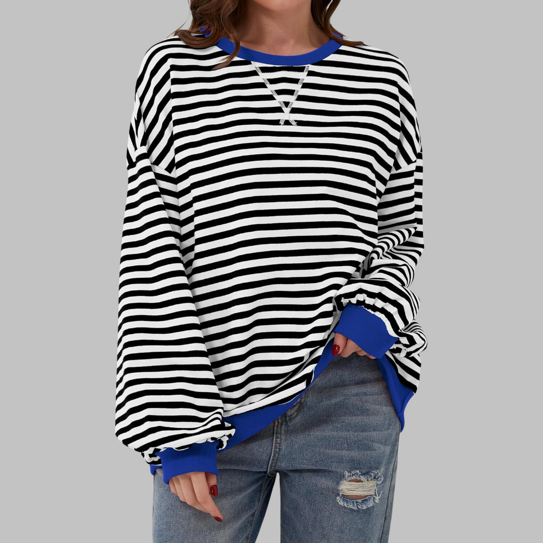 Adelia - Sweat rayé à manches longues au toucher doux
