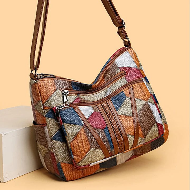 Lauranique - Sac bandoulière en patchwork, doux au toucher