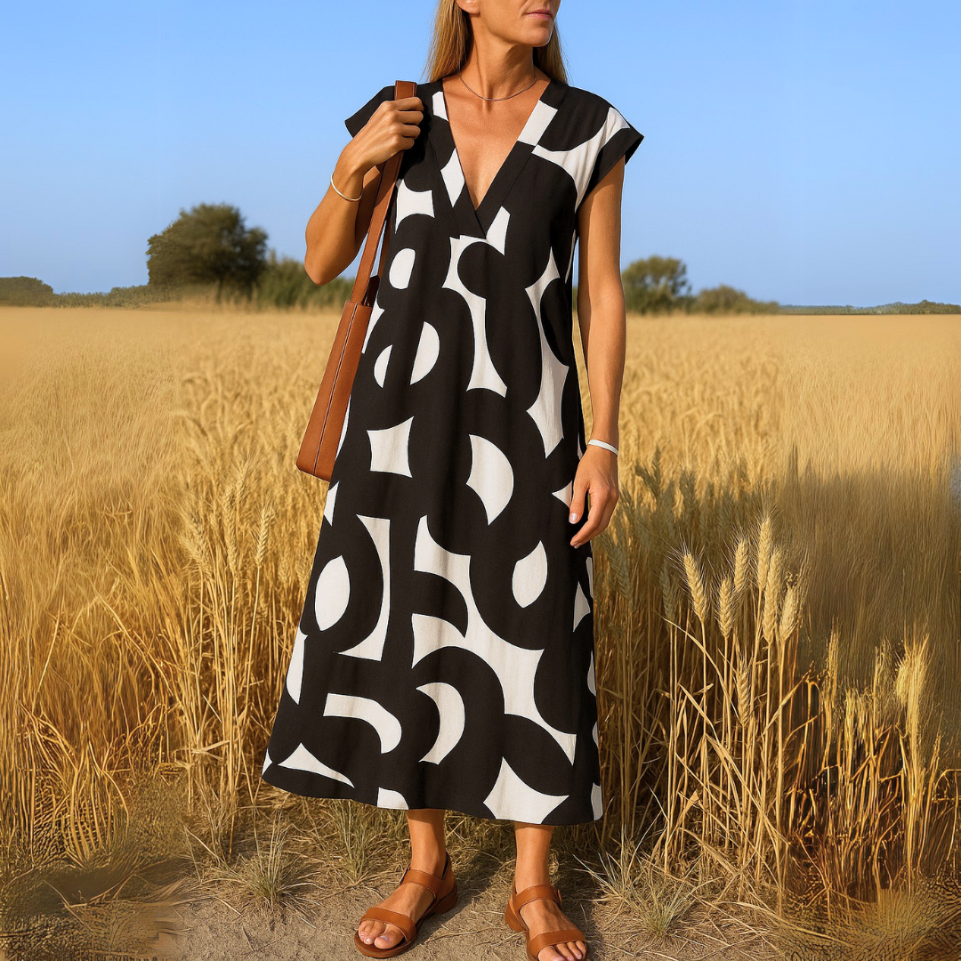 Tallisia - Robe midi à col en V, au toucher doux
