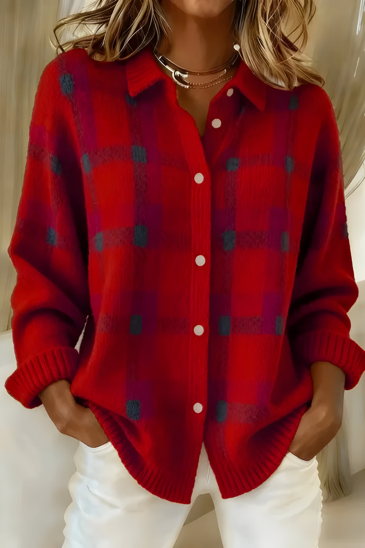 Ashara - Cardigan à carreaux au toucher doux