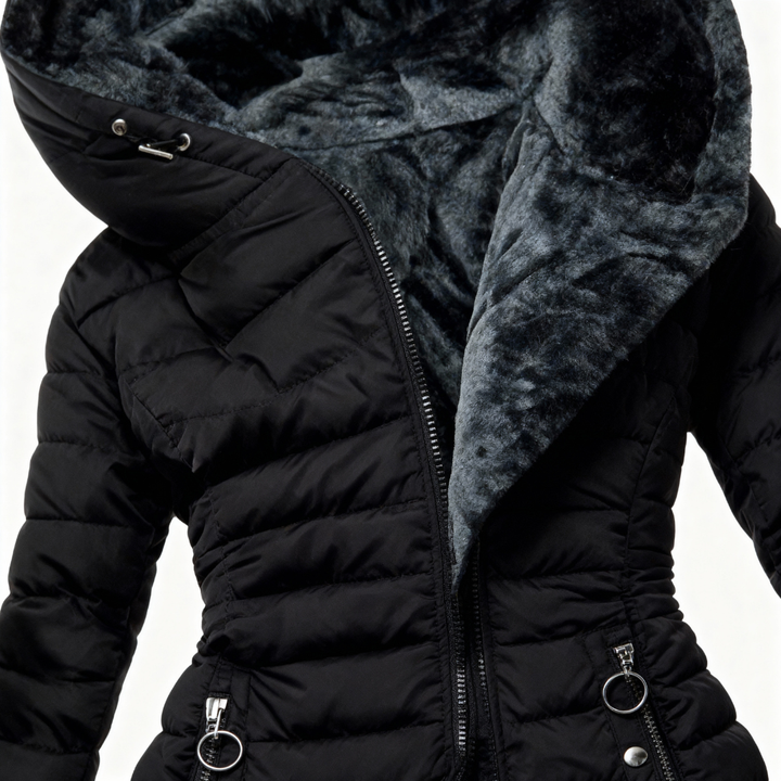 Leni - Manteau matelassé à capuche, doublé et chaud