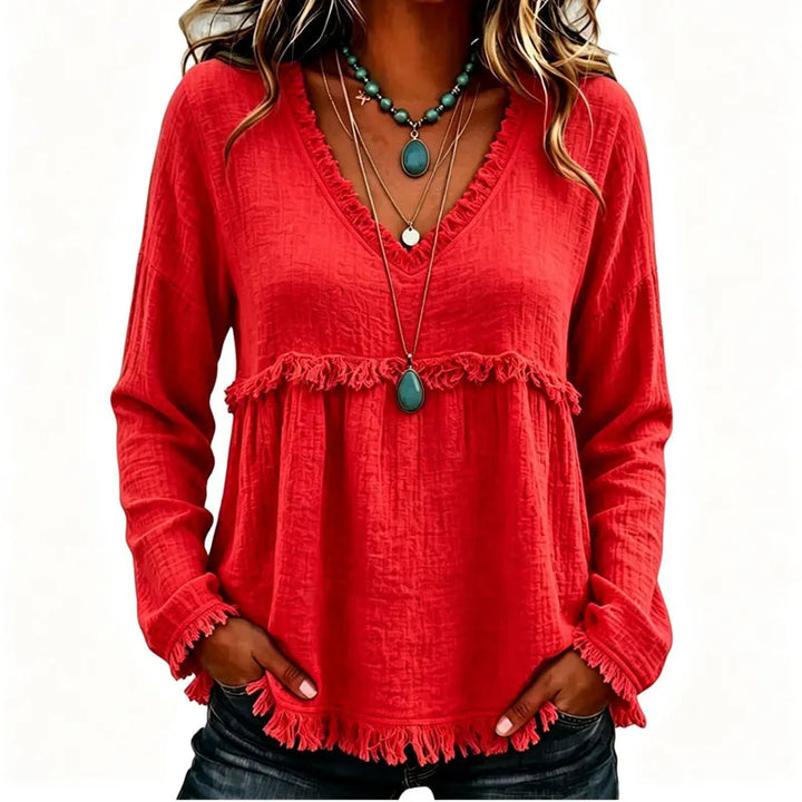 Ariselle - Blouse col V à franges