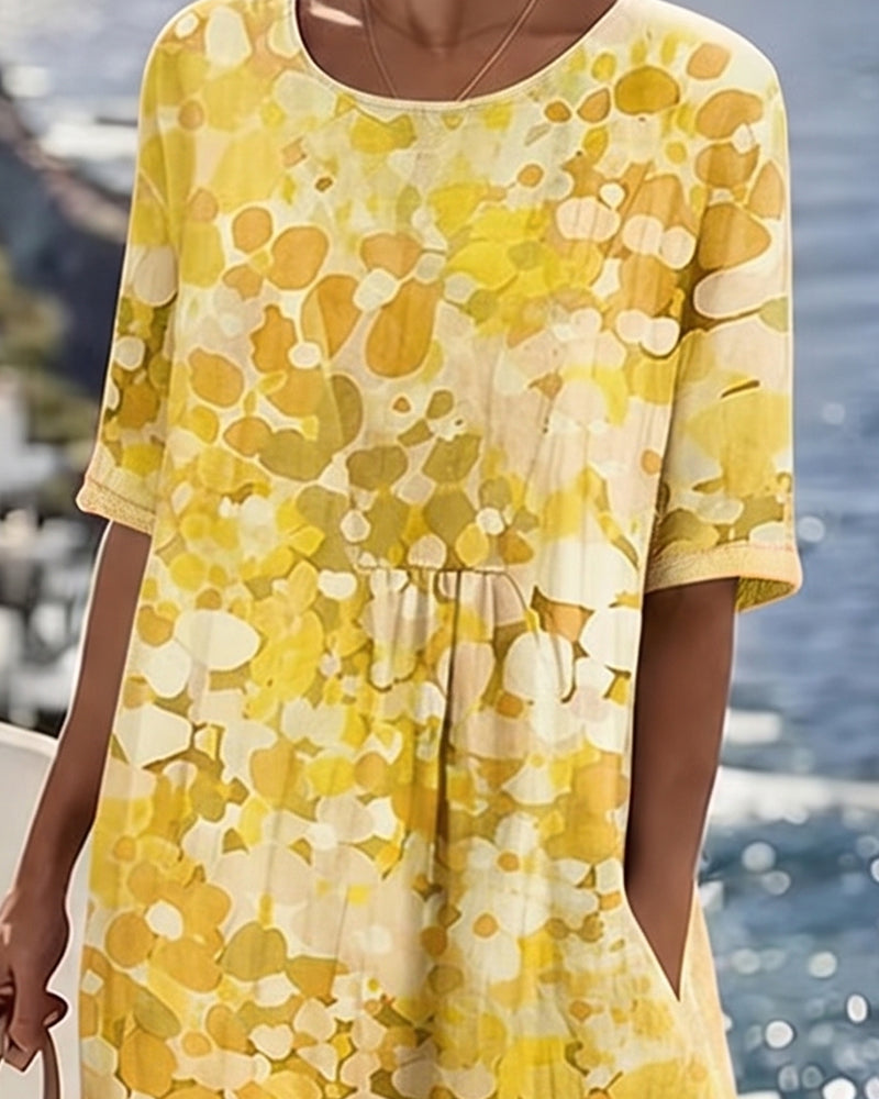 Adria - Robe midi trapèze en tissu doux