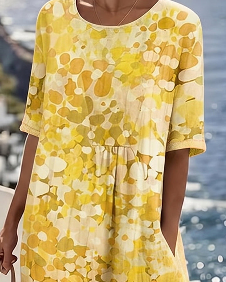 Adria - Robe midi trapèze en tissu doux
