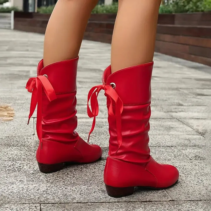 Hilda - Bottes mi-mollet à laçage froncé