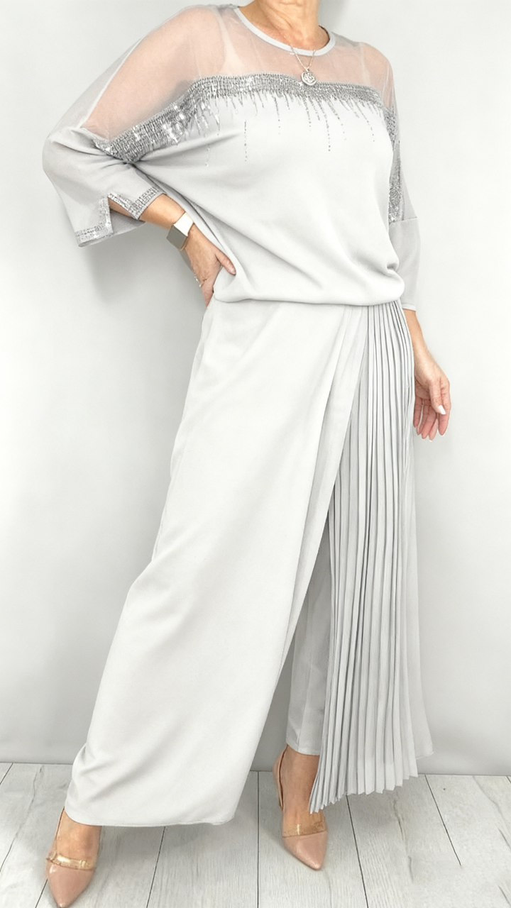 Caia - Ensemble deux-pièces pantalon à pinces orné