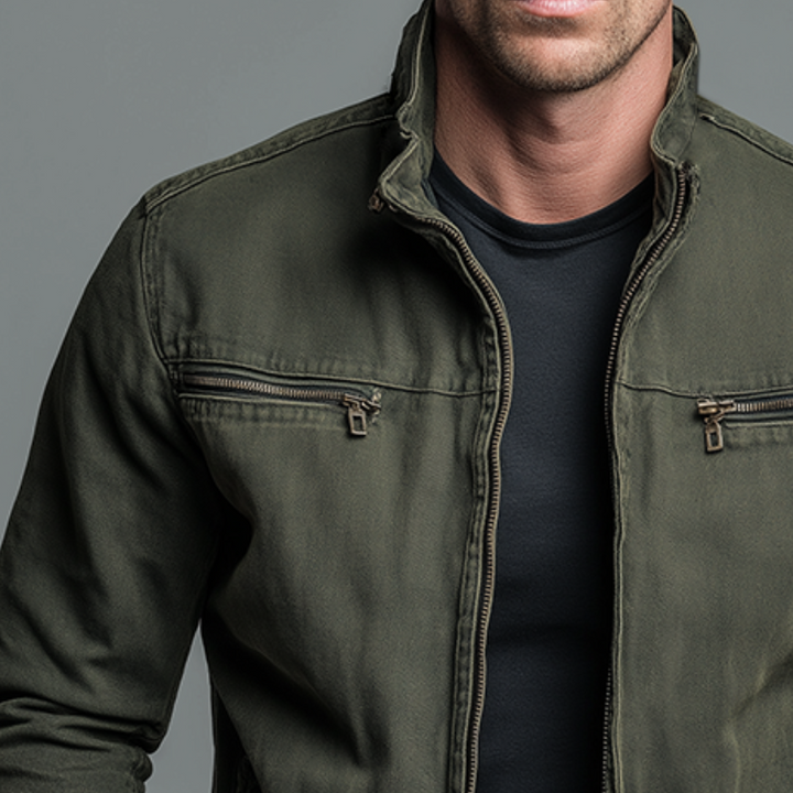 Brody - Veste zippée en coton, effet délavé vintage