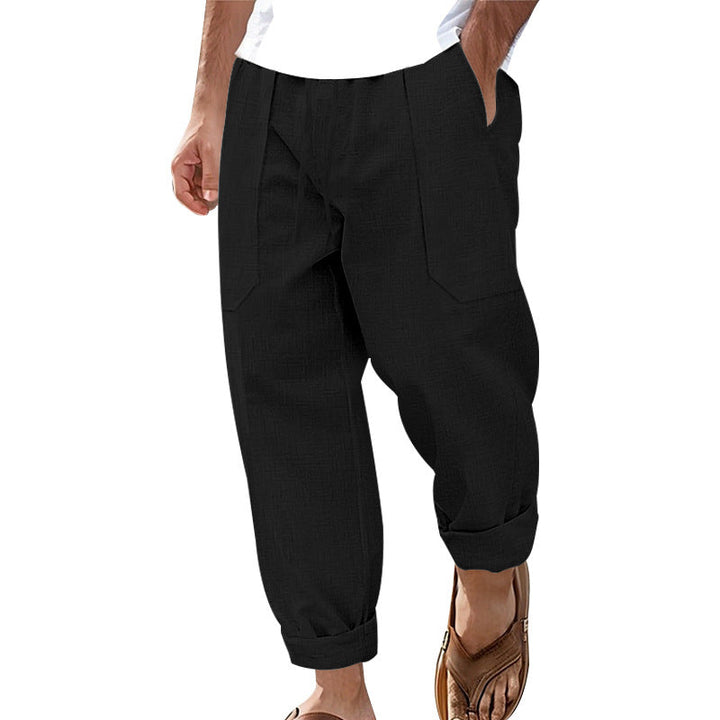 Halston - Pantalon en lin coupe décontractée