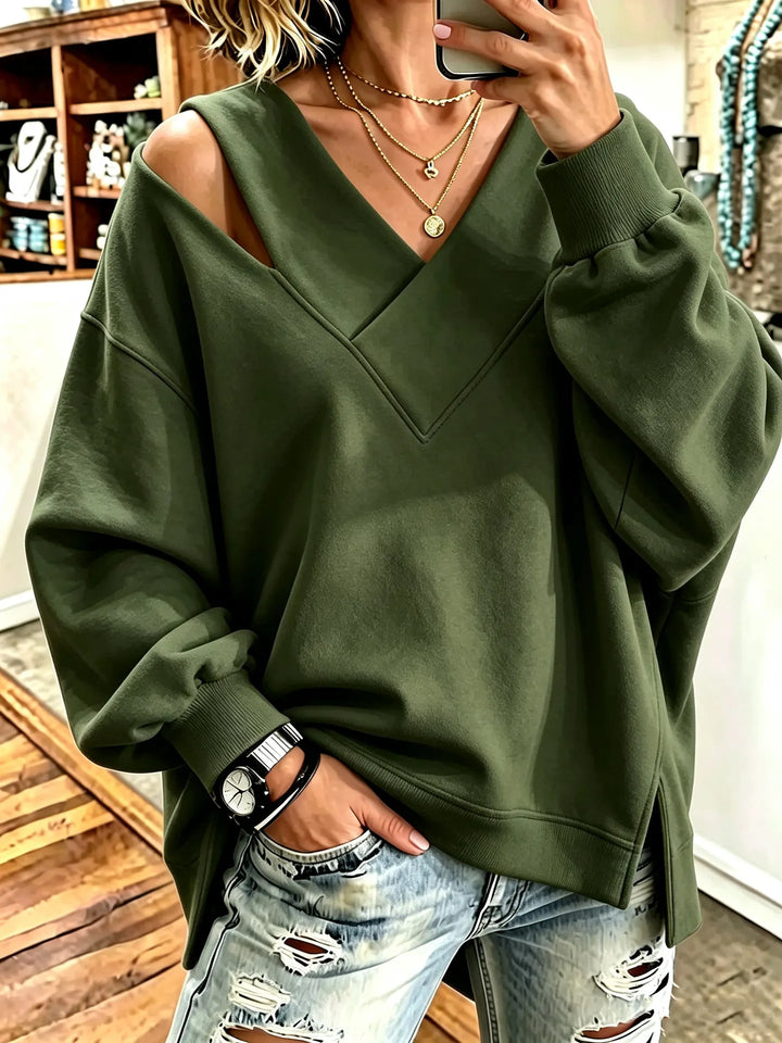 Aurelia - Sweat-shirt doux au toucher à encolure en V découpée
