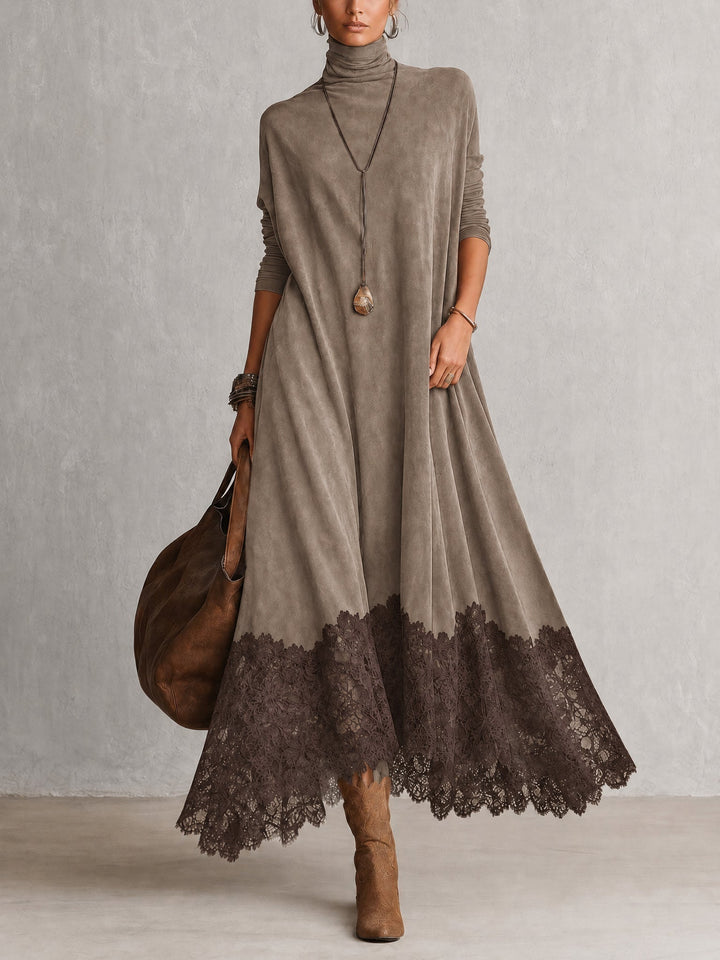 Maelis - Robe longue en velours avec dentelle