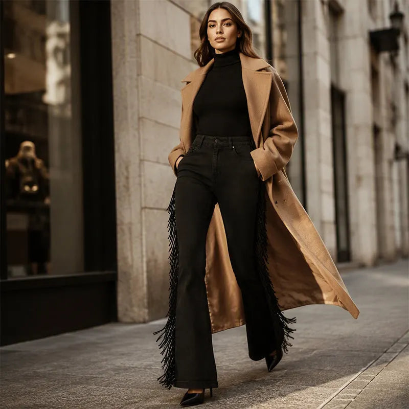 Fiorenne - Pantalon flare à franges western