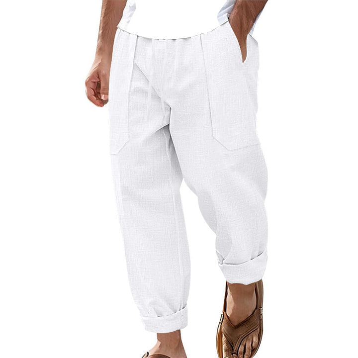 Halston - Pantalon en lin coupe décontractée