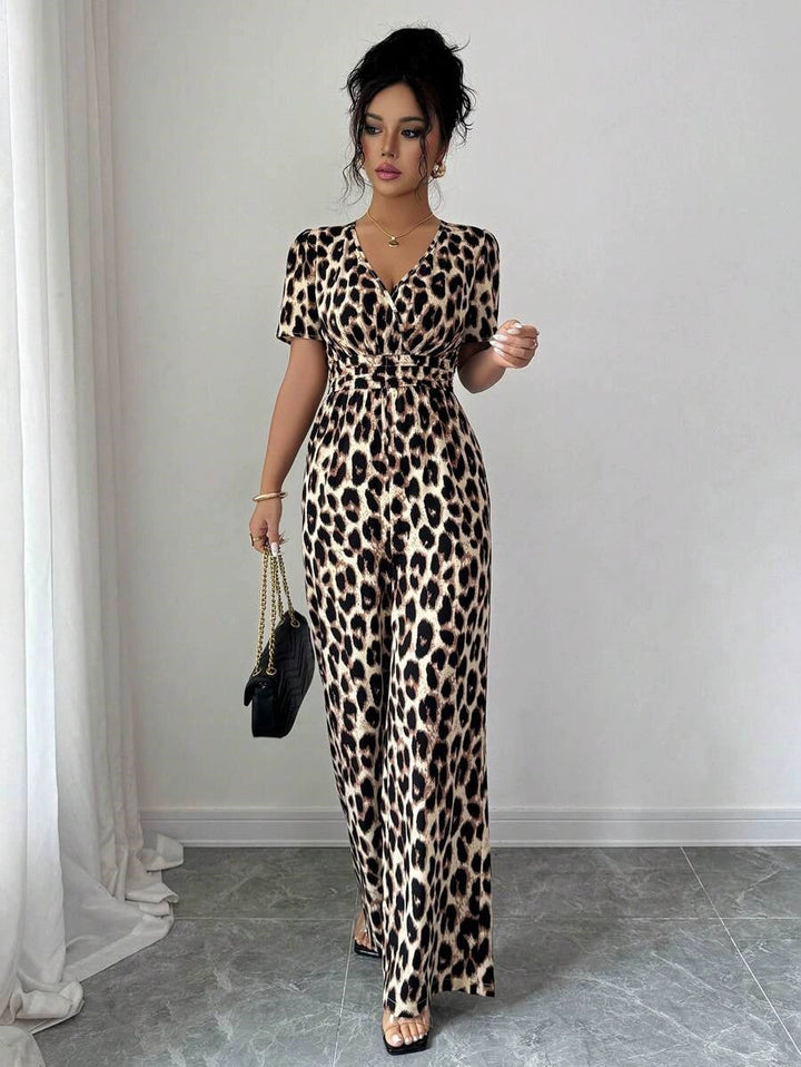 Eveliora - Combinaison chic à imprimé animalier
