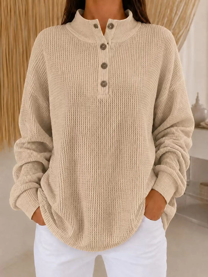 Belliora - Pull à col boutonné en maille texturée