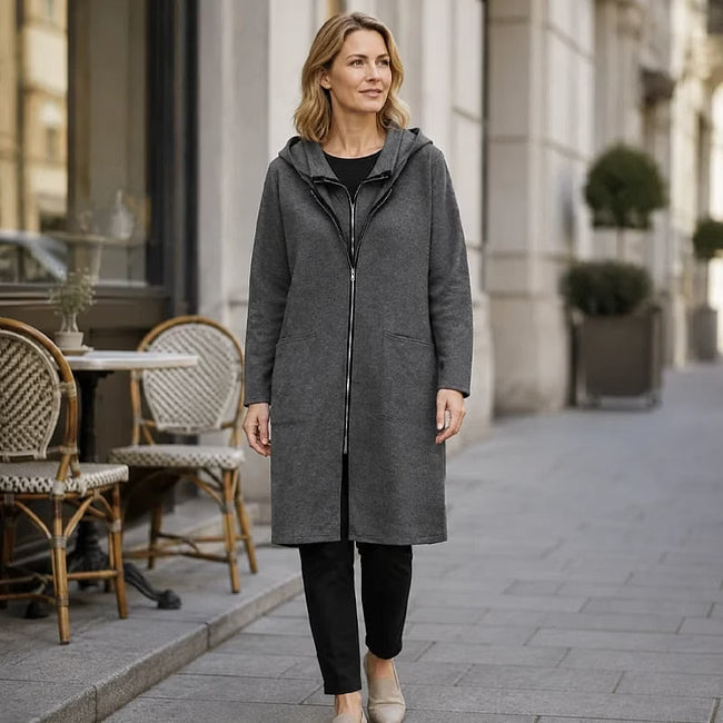 Sigrid - Manteau à capuche zippé, coupe décontractée