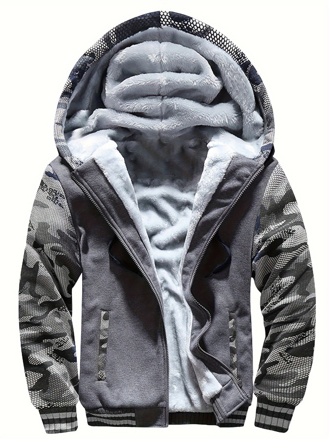 Dax - Sweat à capuche zippé épais à motif camouflage