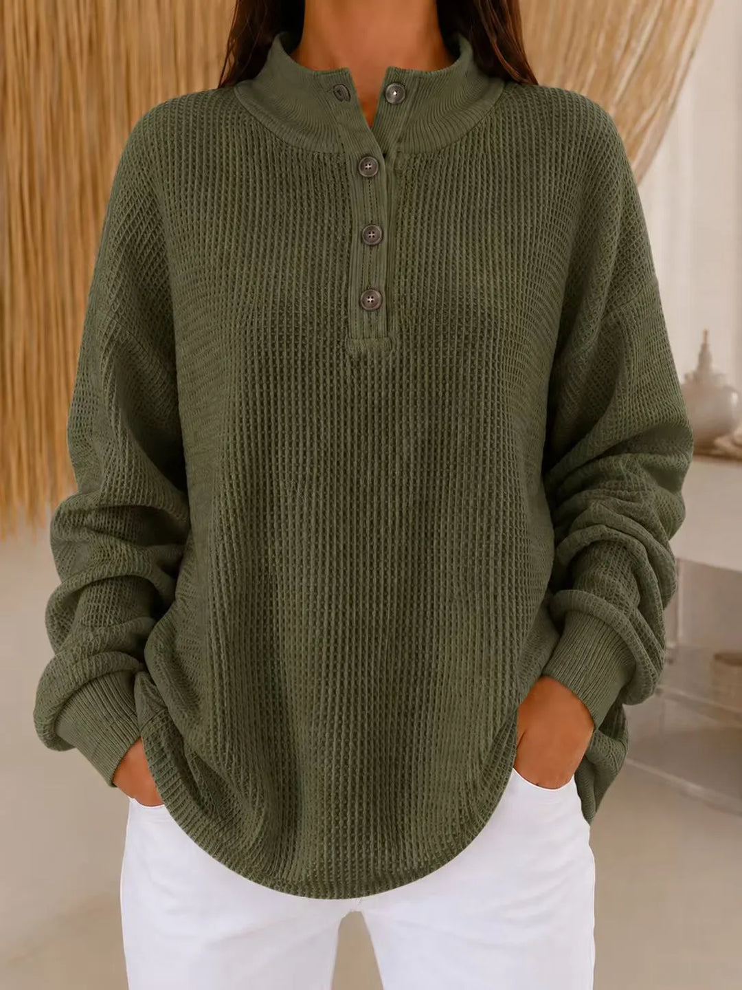 Belliora - Pull à col boutonné en maille texturée