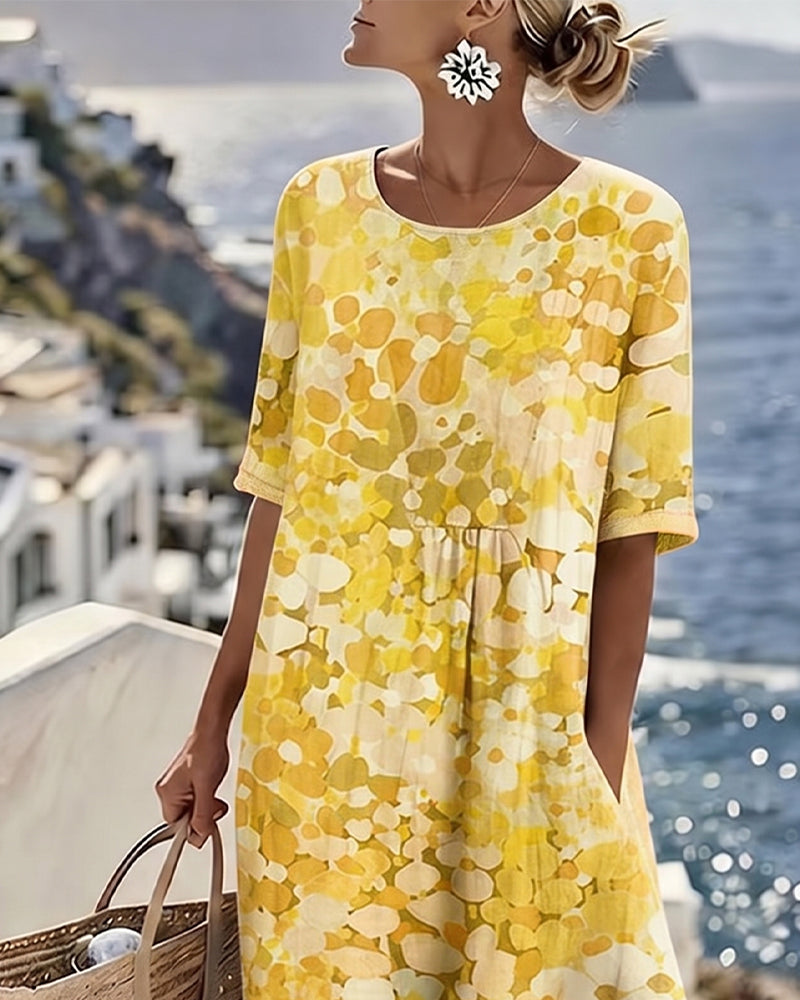 Adria - Robe midi trapèze en tissu doux