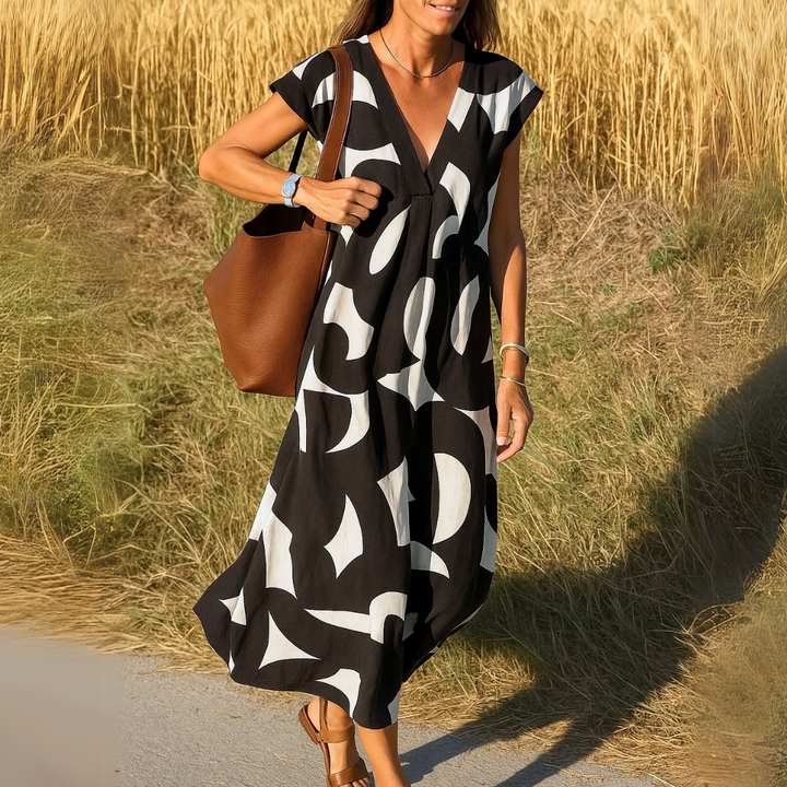 Tallisia - Robe midi à col en V, au toucher doux
