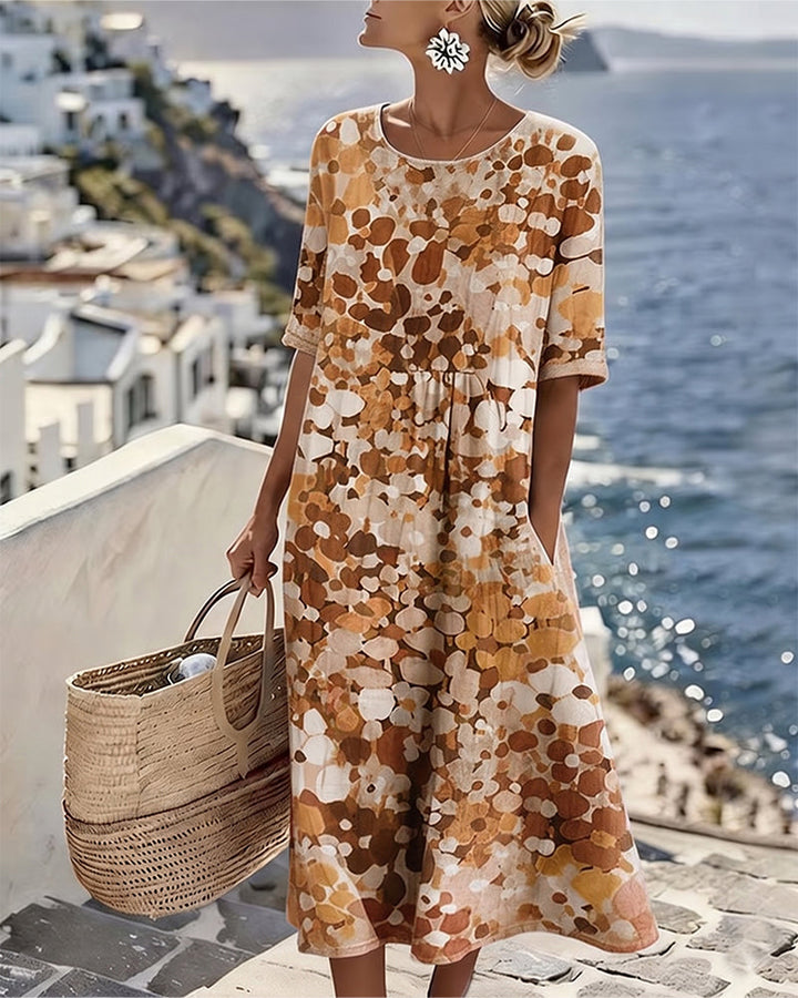 Adria - Robe midi trapèze en tissu doux