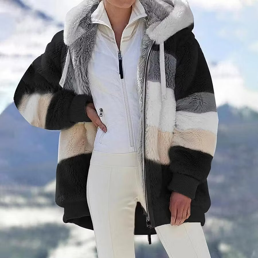 Ruelle - Manteau teddy oversize à capuche en peluche