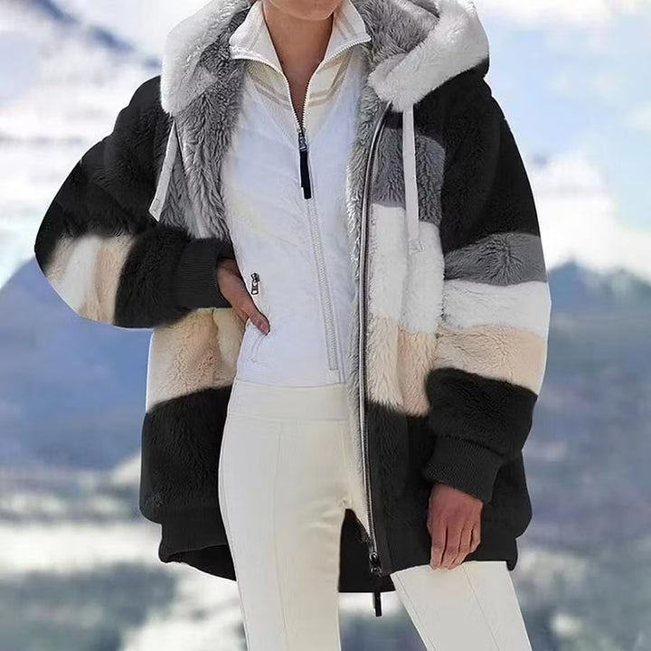 Ruelle - Manteau teddy oversize à capuche en peluche