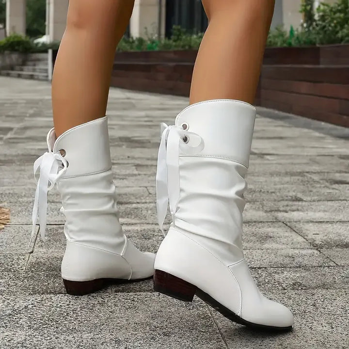 Hilda - Bottes mi-mollet à laçage froncé