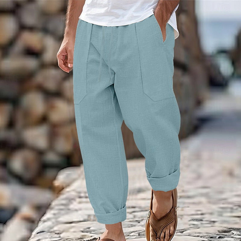 Halston - Pantalon en lin coupe décontractée