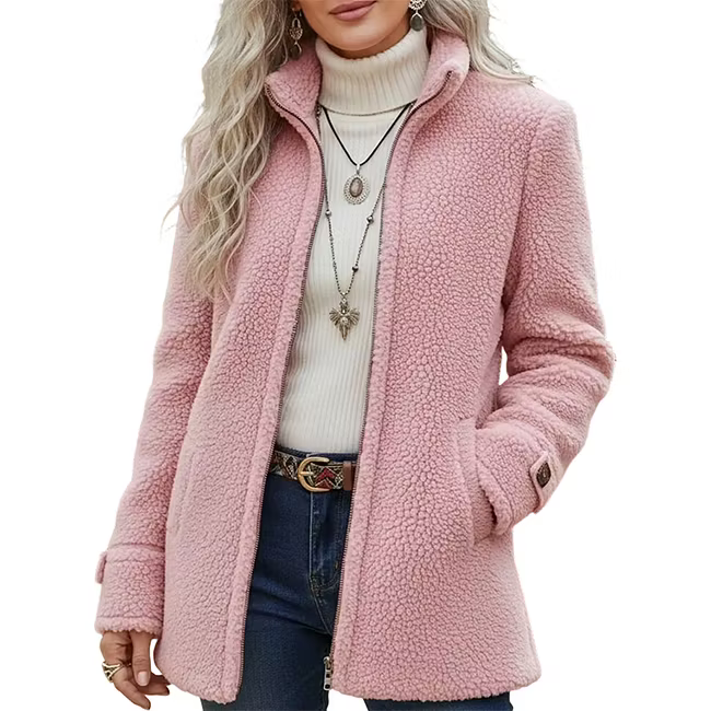 Lana - Veste mi-longue zippée texturée