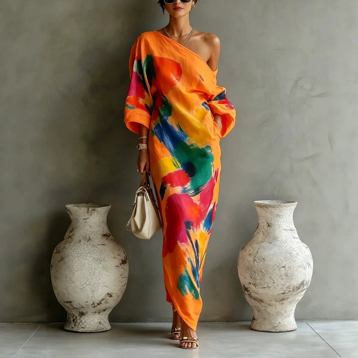 Adoressa - Robe longue sculpturale à une épaule