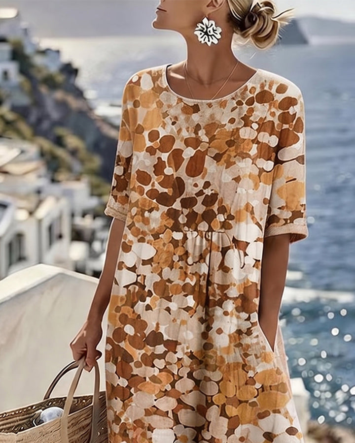 Adria - Robe midi trapèze en tissu doux