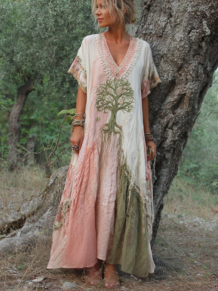 Carivienne - Robe longue à motif arbre vintage