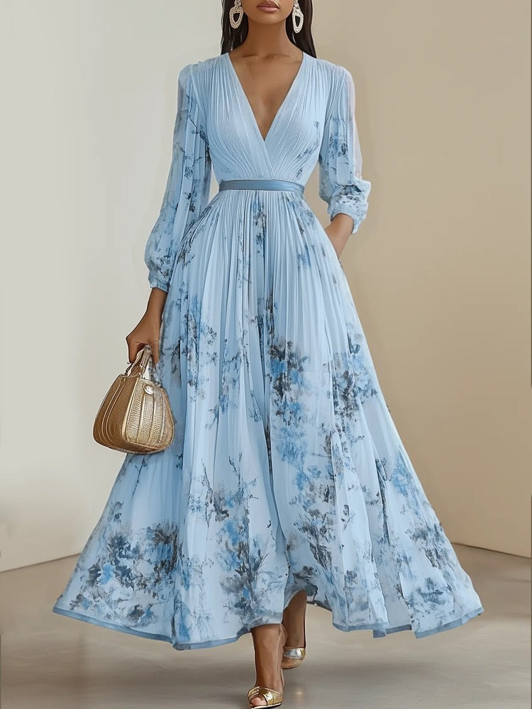 Nadia - Robe midi plissée à fleurs