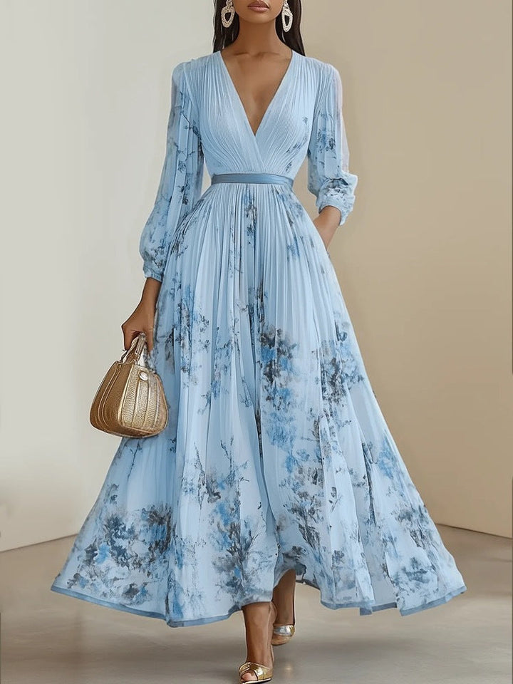 Nadia - Robe midi plissée à fleurs