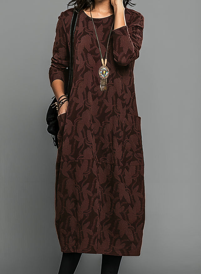 Janna - Robe midi à motif feuilles