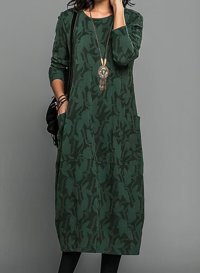 Janna - Robe midi à motif feuilles