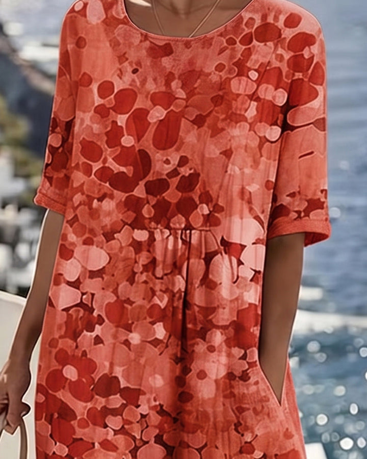 Adria - Robe midi trapèze en tissu doux