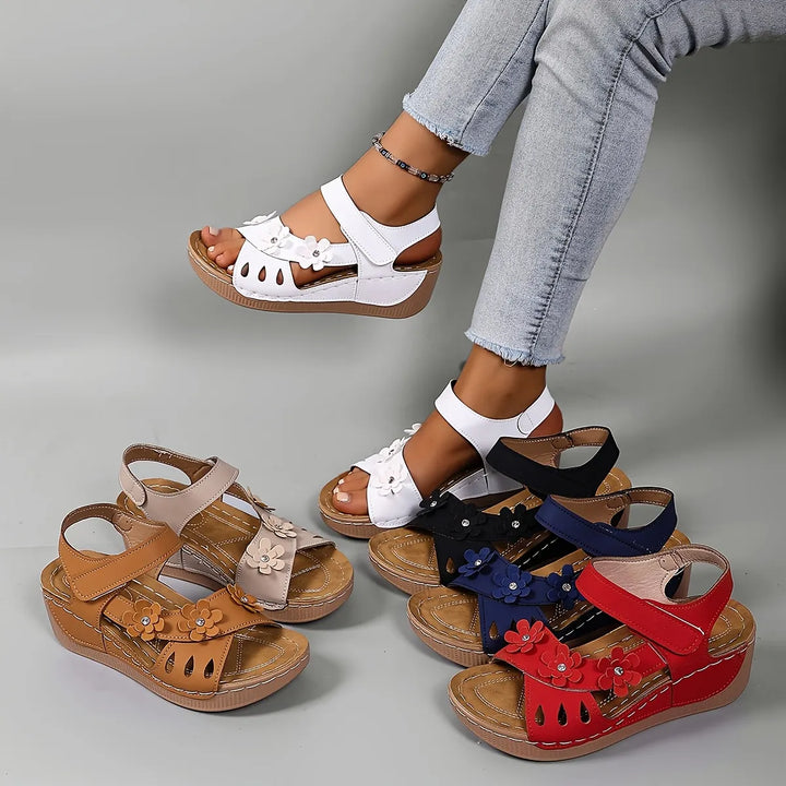 Fiorelia - Sandales compensées à motif floral confortables
