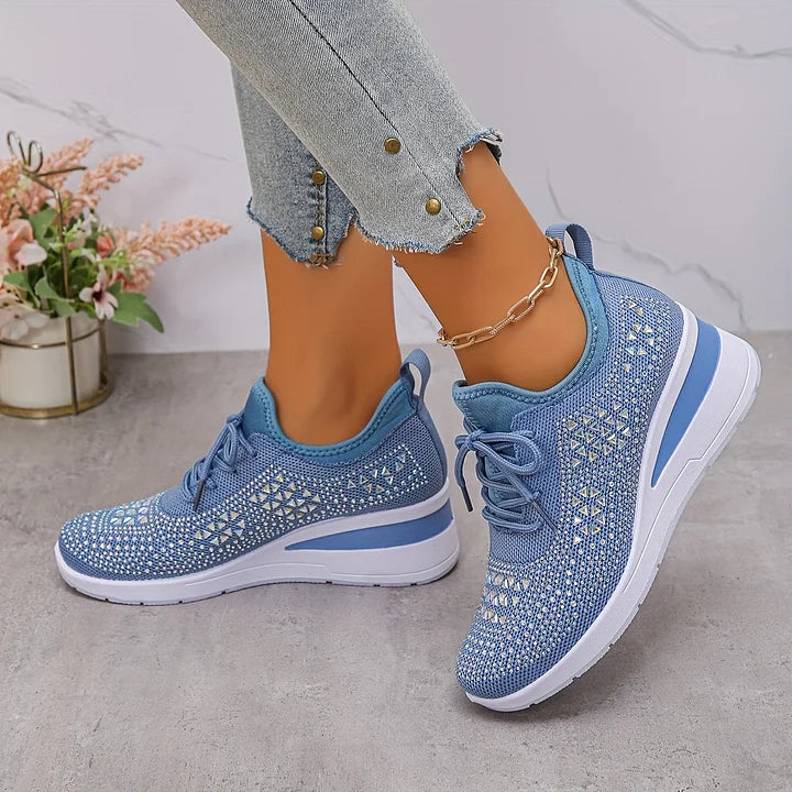 Lilia - Baskets compensées ornées de strass
