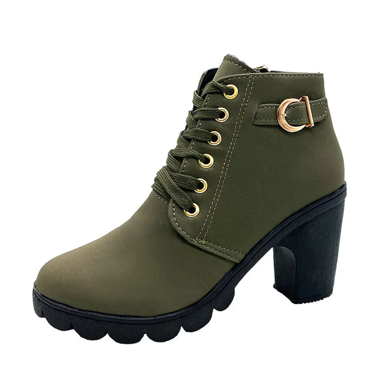 Mara - Bottes à talon bloc doublées en peluche
