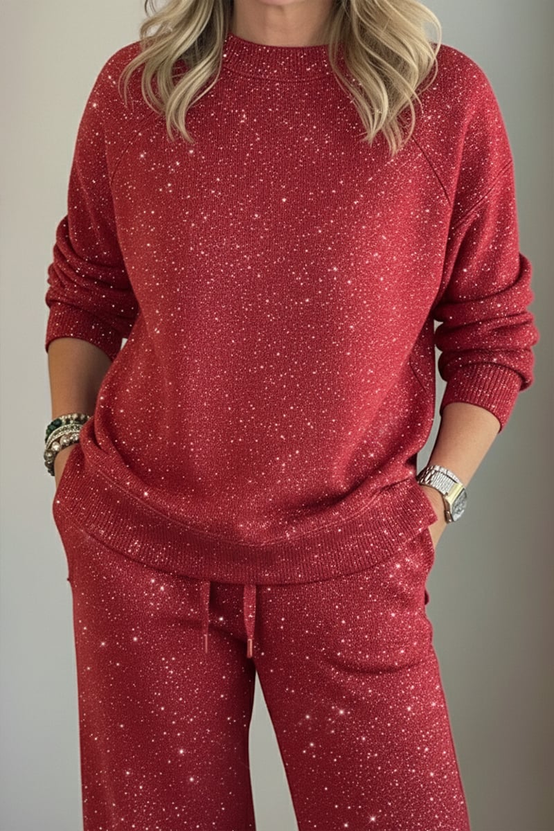 Celia - Ensemble veste-pantalon à finition brillante