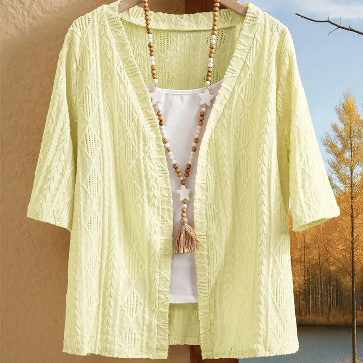 Delienne - Cardigan en maille ajourée au toucher doux