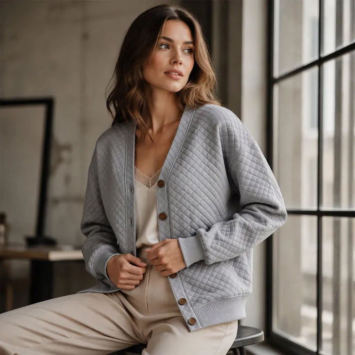 Delavie - Cardigan boutonné en maille matelassée