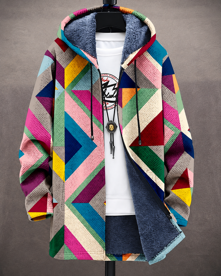 Betha - Veste à capuche douillette à motifs géométriques