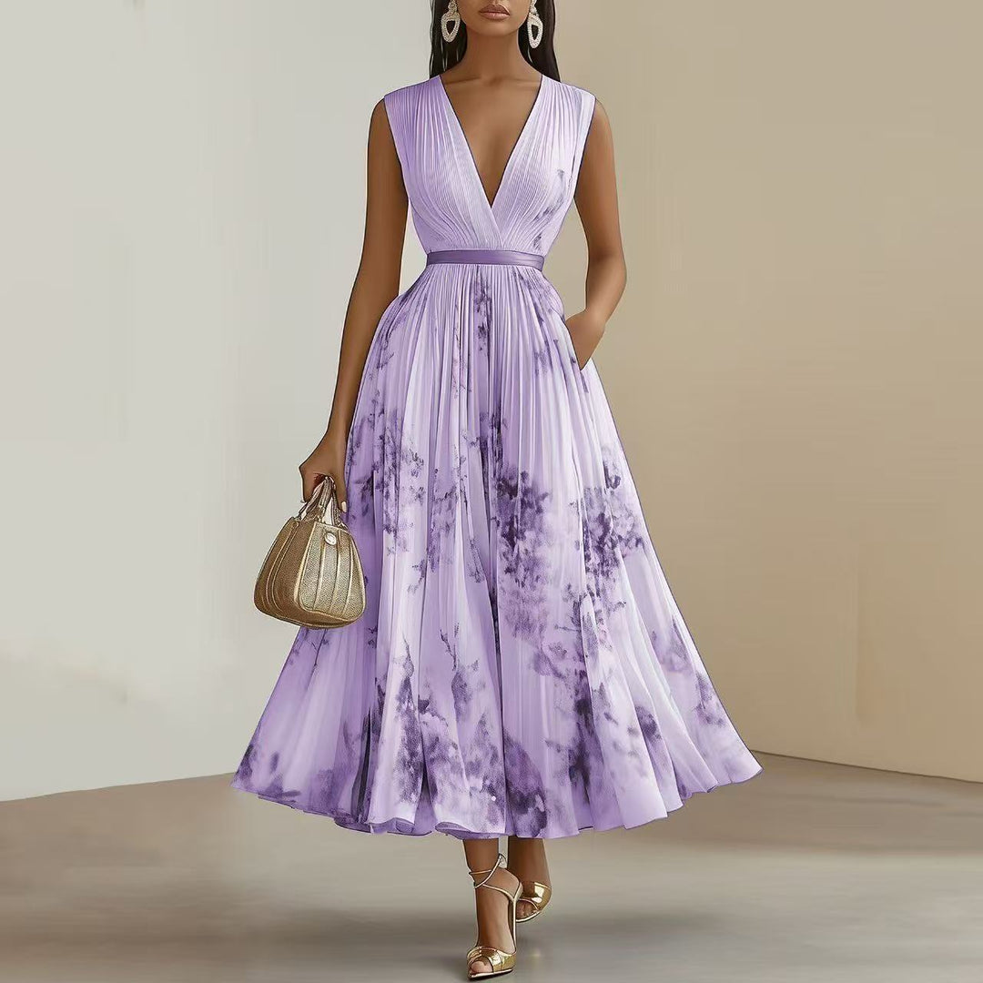 Nadia - Robe midi plissée à fleurs