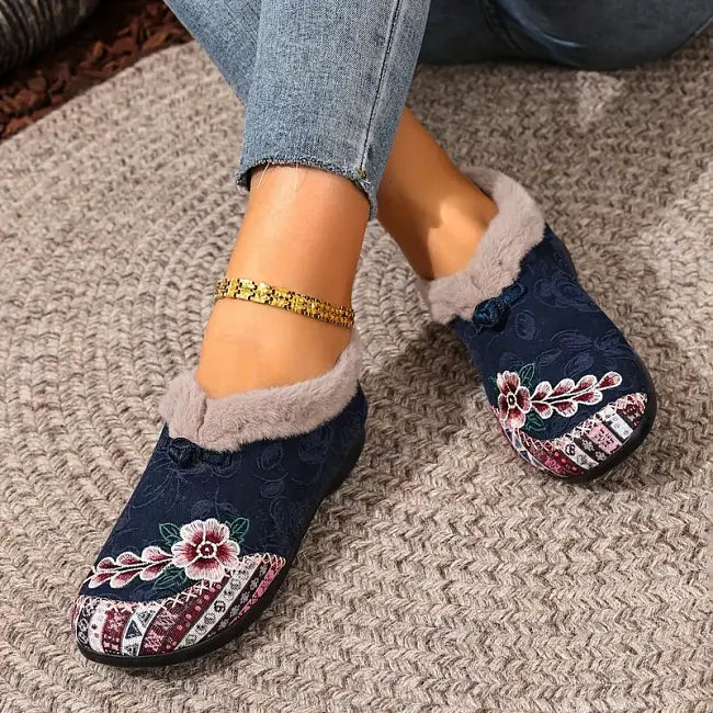 Isola - Chaussures à enfiler en velours à motif floral